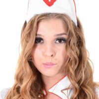 Solo model Alina N works herself free and clear of a kinky nurse unfiorm